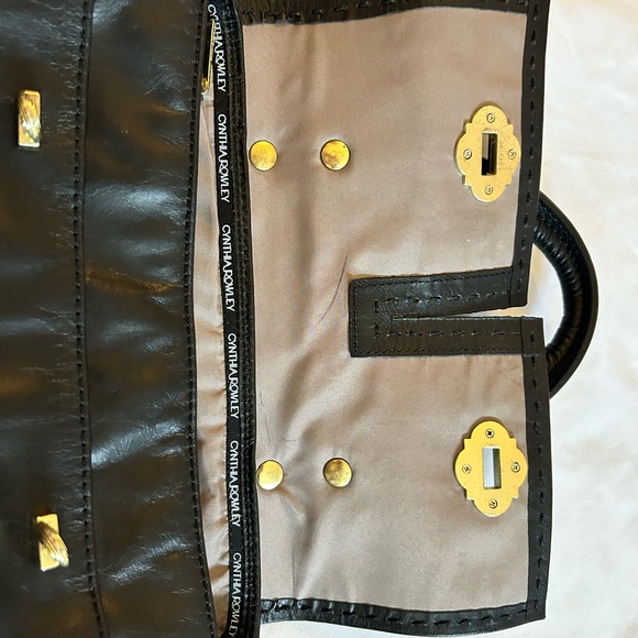 Cynthia Rowley Black Leather Top-Handle Purse - Picture 10 of 16